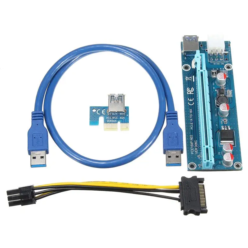 Удлинительный адаптер PCIe 20 шт./лот 1 16 шт. PCI Express переходная карта USB 3 0 e с SATA кабель