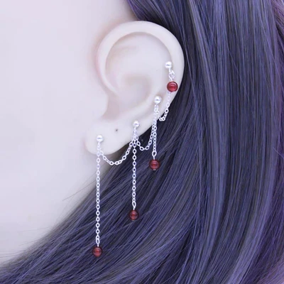 1 piece (4 ear hole) Новинка, 925 пробы, серебряные серьги, Мода 3/4, длинные серьги с кисточками, серьги, индивидуальный дизайн, женские серебряные серьги, ювелирное изделие - Окраска металла: 1 piece (4 ear hole)