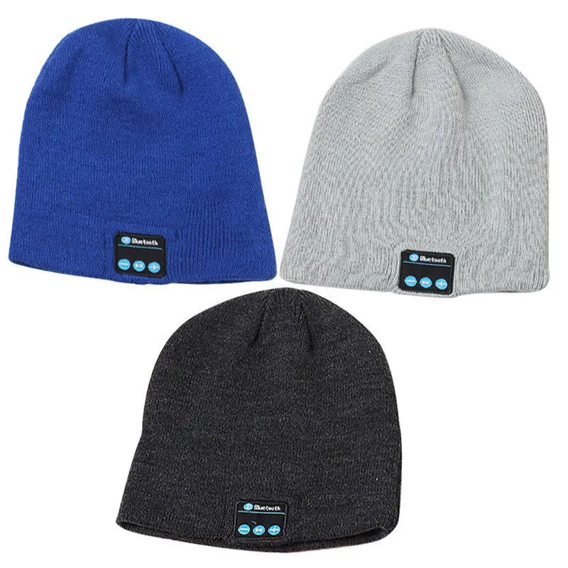 Soft Warm Beanie Hat Wireless Bluetooth Smart Cap Headset Headphone Speaker Mic Beanies Women Men | Skullies &amp