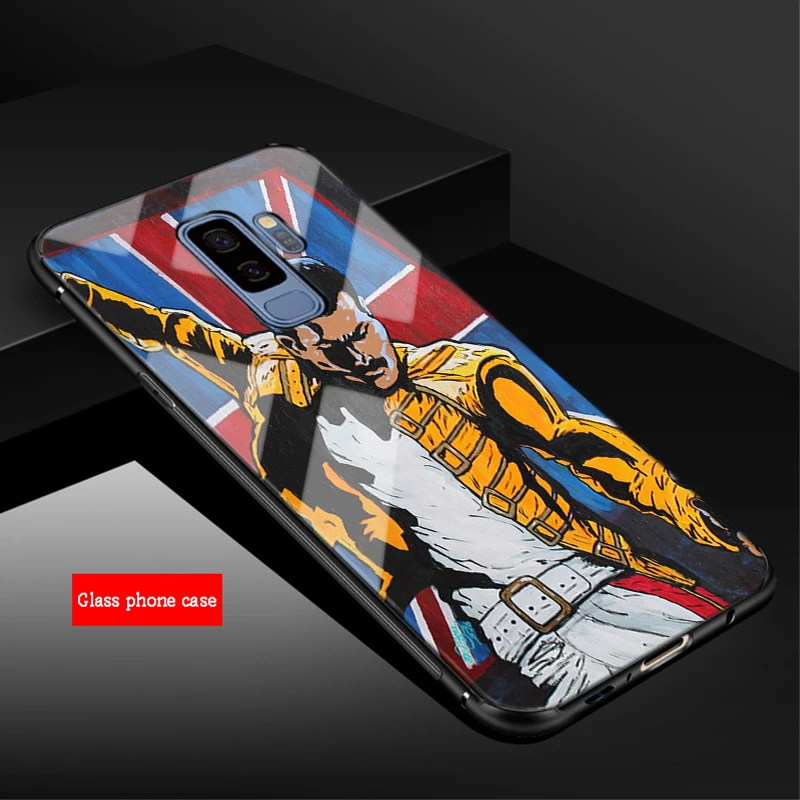 Freddie Mercury Queen band чехол для телефона из закаленного стекла Samsung Galaxy S8 S9 S10 PLUS A6 A6S A8 A8S J6
