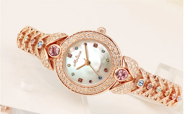 

Elegant MELISSA Bracelet Watch Noble Fashion Palace Designer Crystals Dress Wrist watch Quartz Relogio Shell Montre Femme MG523