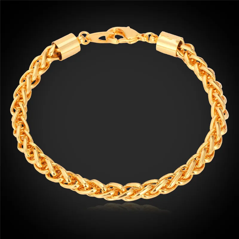 

Bracelet For Men New Fashion Jewelry Vintage Gift 21CN Wheat Spiga MGC Link Chain Gold Color Bracelet H751