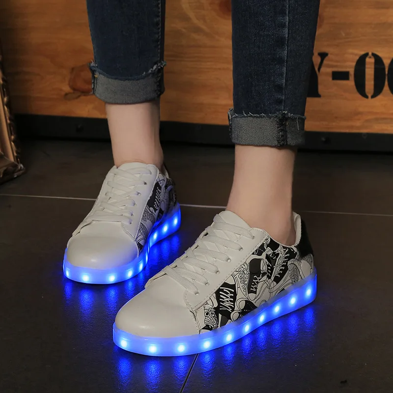 35-45 USB зарядка Tenis Feminino Basket Led Light Up кроссовки дети мальчик девочка светящиеся