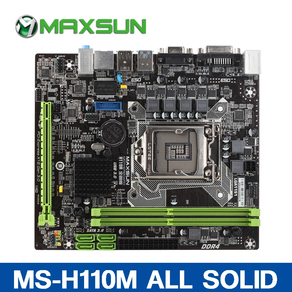 Новый MAXSUN Intel H110M все твердые материнская плата mATX двухканальный DDR4 2400/2133 МГц