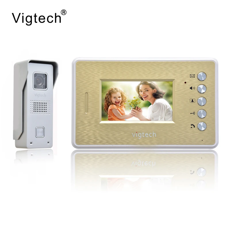 Vigtech Home Wired Cheap 4.3' inch LCD Color Video Door Phone DoorBell Intercom System IR Night vision Camera