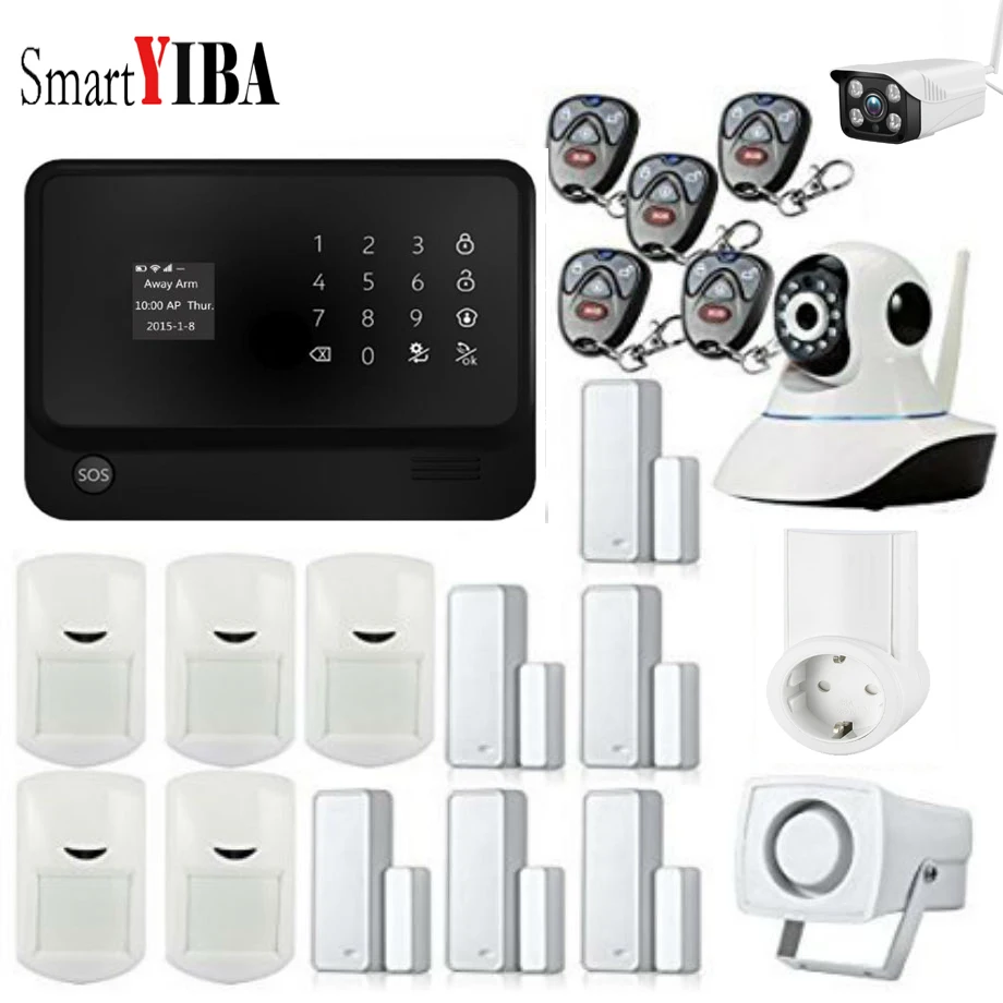 SmartYIBA LCD Touch Keyboard SOS Wireless Home Security WiFi GSM Alarm System Burglar Kit Door Detector Infrared | Безопасность и