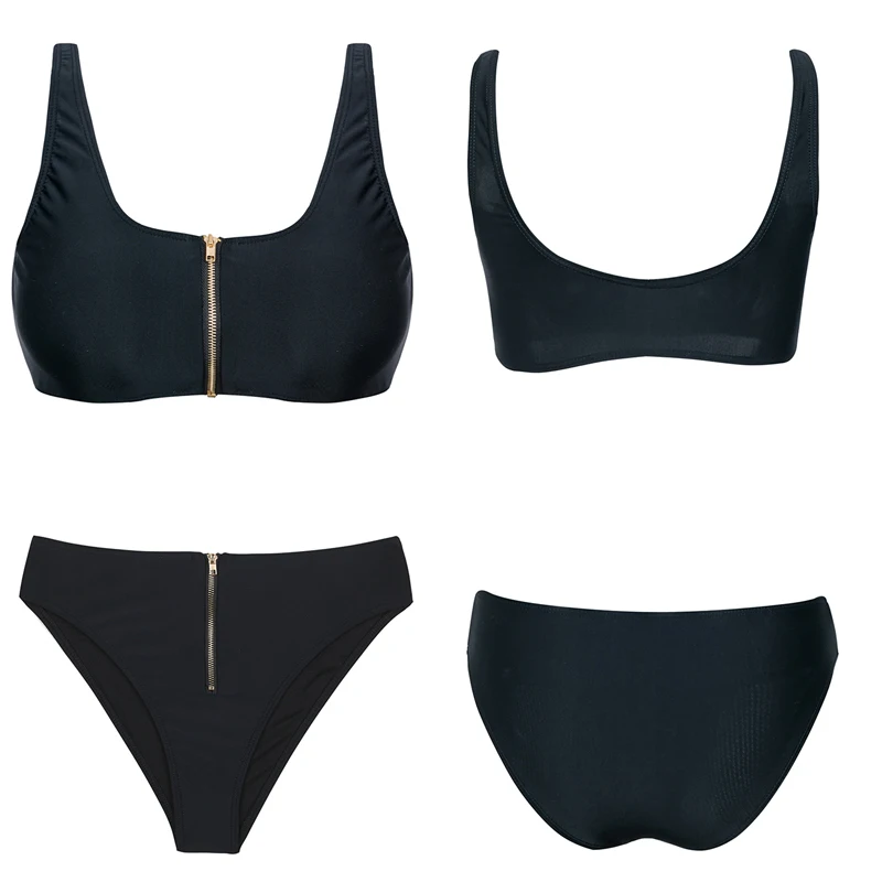 Красный купальник на молнии 2018 Лето танкини сексуальный глубокий v образный