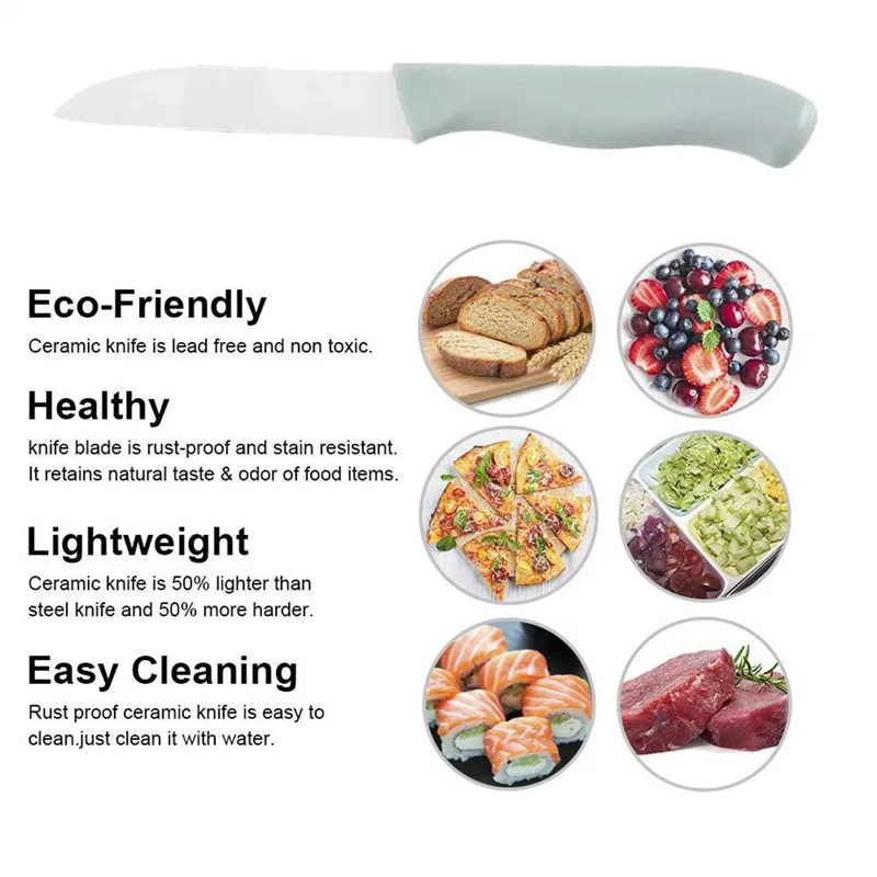 3Pcs Kitchen Tools Set Ceramic Fruit Vegetable Knife Peeler and PP Chopping Board Portable Outdoor Cooking Gadgets For Picnic | Дом и сад