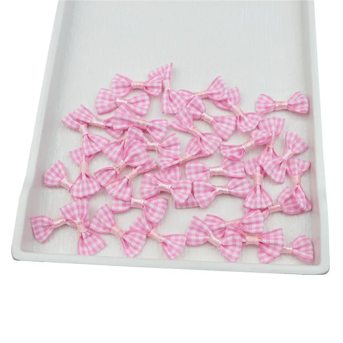 Pink Bowknots 50 шт., клетчатая ткань, маленькая лента, банты, сделай сам, ремесло, головной убор, одежда, кукла, игрушки, аппликация, аксессуары, бант, Свадебный декор - Цвет: Pink Bowknots