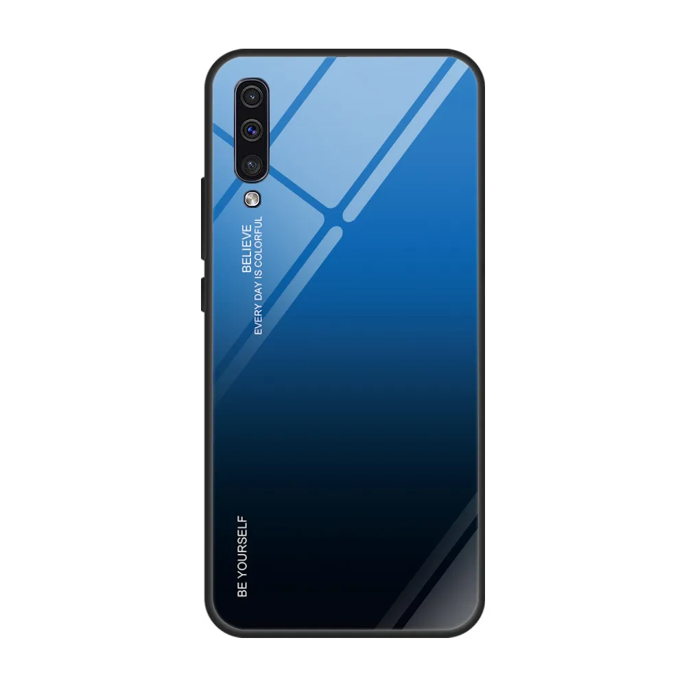 07 Градиентный чехол из закаленного стекла для samsung Galaxy A50, A70, A60, A40, A30, A20, E, A10, Аврора, цветная задняя крышка для samsung A50 - Цвет: 07