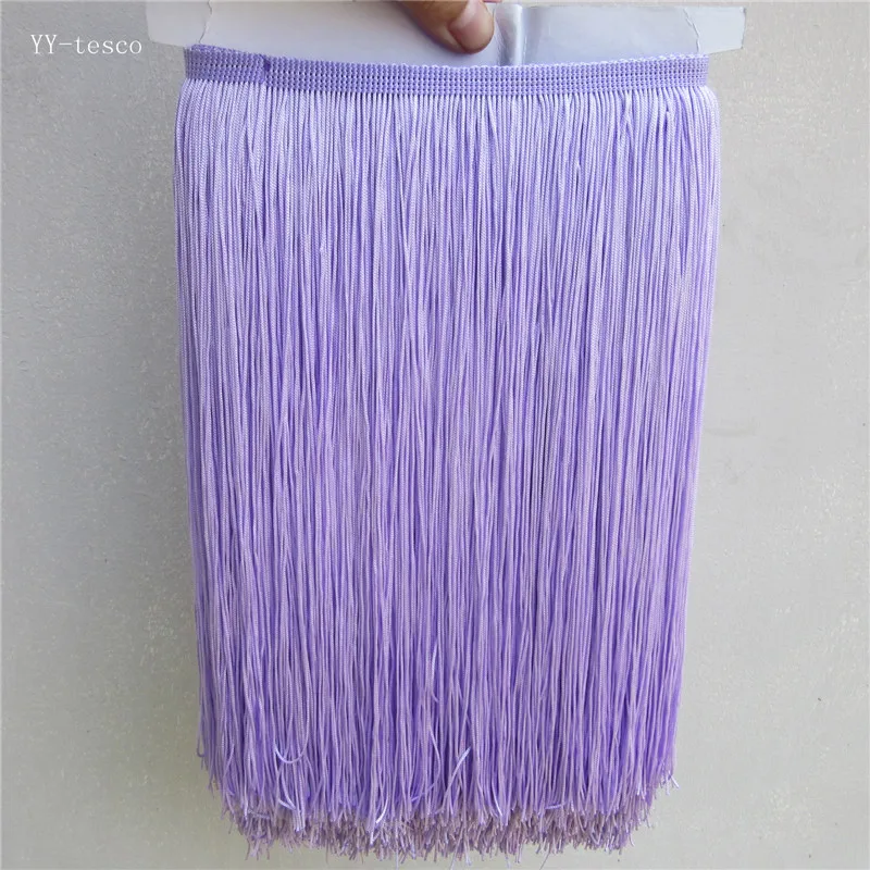 

10 Meter Light purple Polyester Lace Tassel Fringe Lace Trim Ribbon Sew Latin Dress Stage Garment Curtain Accessories 30cm Width