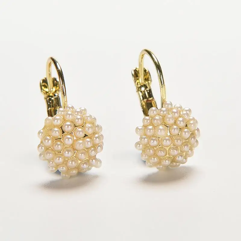 

Popular Round Imitation Pearl Beads Mushroom Shape Piercing gold-color Stud Earrings for Women Girls Party Wedding Ear Cuff