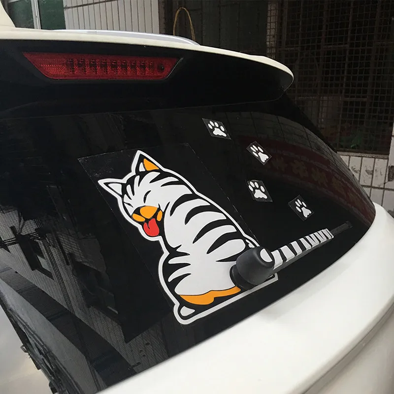Забавный кот подвижный хвост Наклейки Декор автомобиля Стикеры для Mitsuoka Galue 204