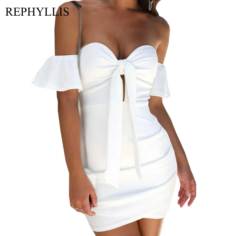 Женское модное облегающее платье футляр REPHYLLIS с открытыми плечами без бретелек