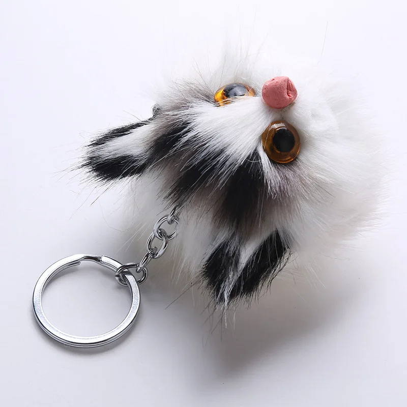 2018 Fluffy Rabbit Fur Toys Cat Ear Keychains Multicolor Key Chain For Woman Bag ring Child Gifts New Arrivals | Украшения и