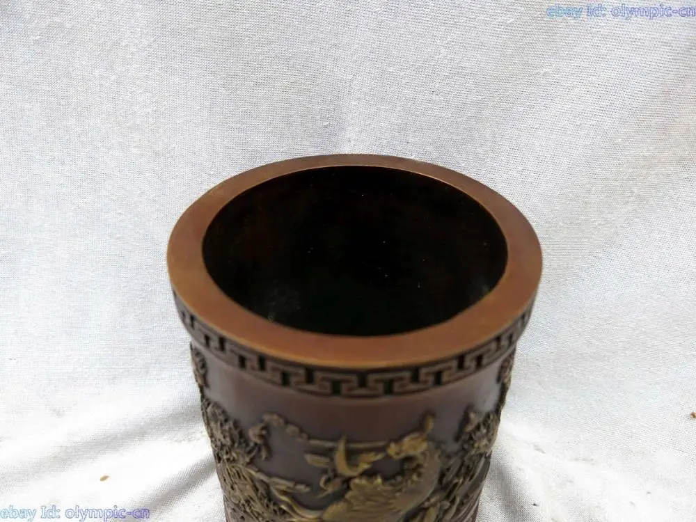 Китайский чистый красный бронзовый тонкой работы много птица феникс кран кисть