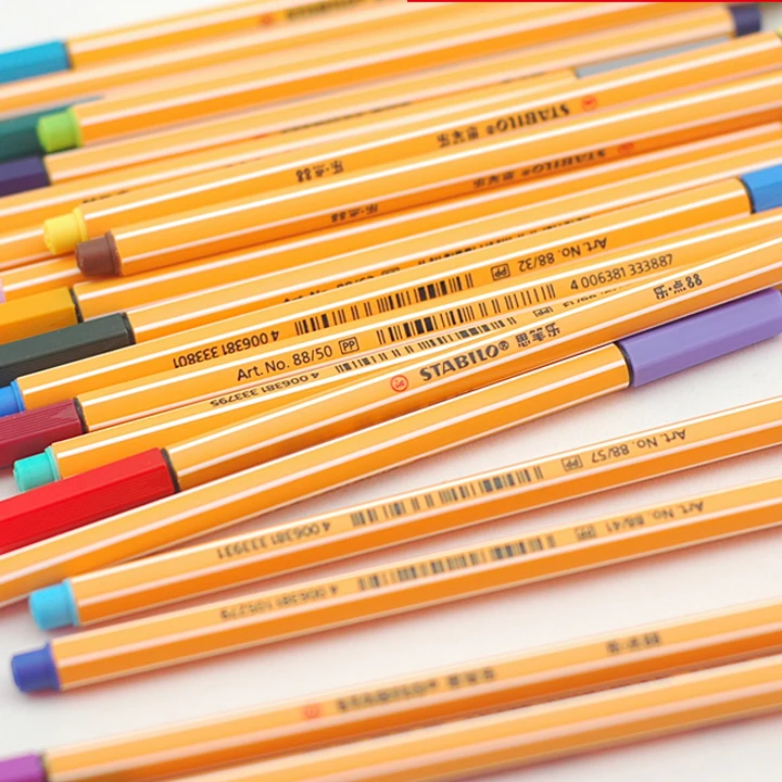JIANWU 25pcs/set stabilo 88 Fiber pen Originality scriptliner marker pens Simple Thread drawing School supplies 0.4mm|drawing pen|stabilo 88pen |
