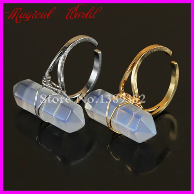 1 шт. кольцо с натуральным опалом золотистого/серебристого цвета проволочным