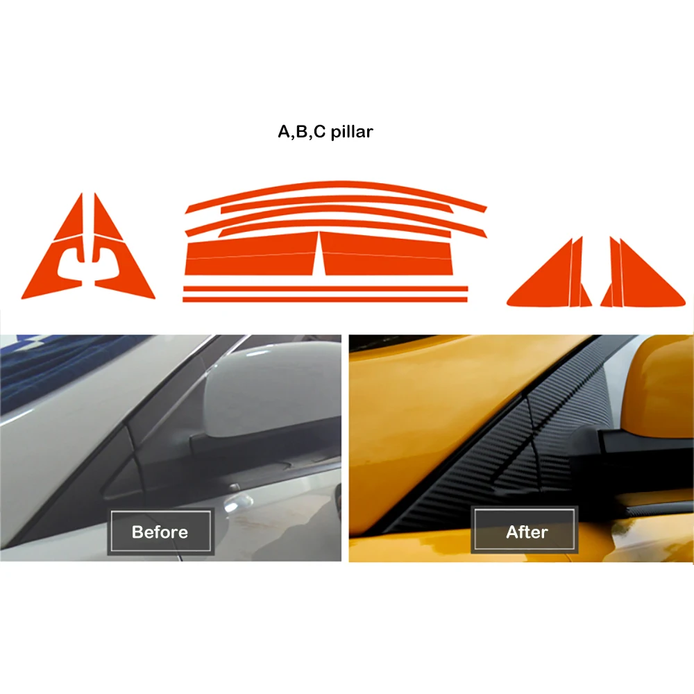 Автомобильная оконная рама ABC столб из углеродного волокна защитная пленка