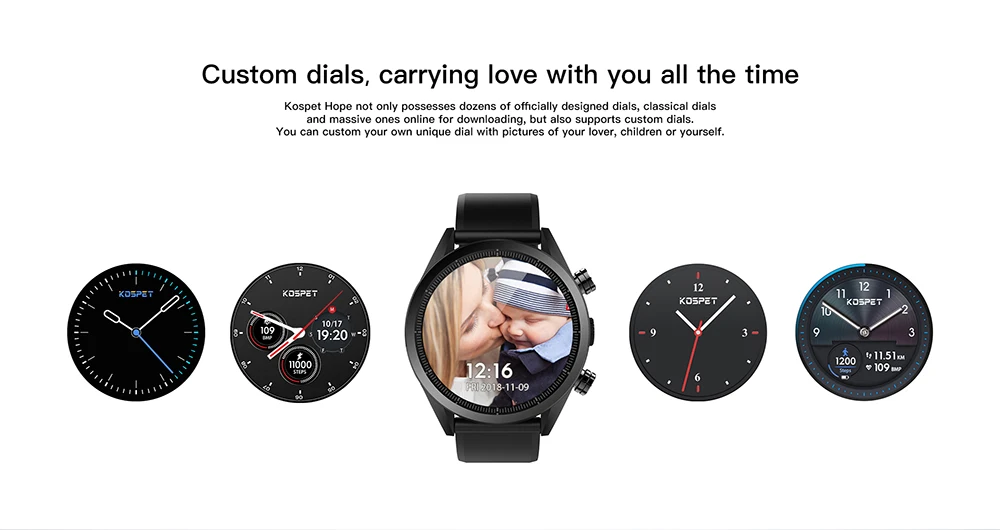 Kospet Hope 4G Бизнес Смарт часы для мужчин телефон Android7.1.1 3 ГБ+ 32 ГБ 1,3" AMOLED wifi/gps/ГЛОНАСС 8.0MP MT6739 Smartwatch для женщин
