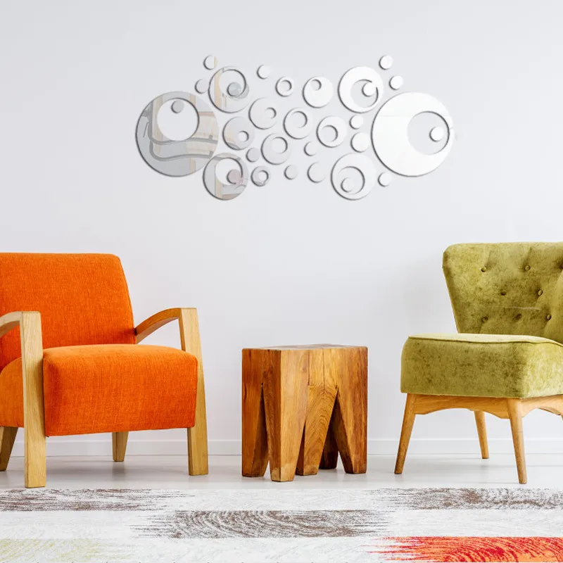 Креативные модные зеркальные настенные часы фоновые наклейки ТВ трехмерные