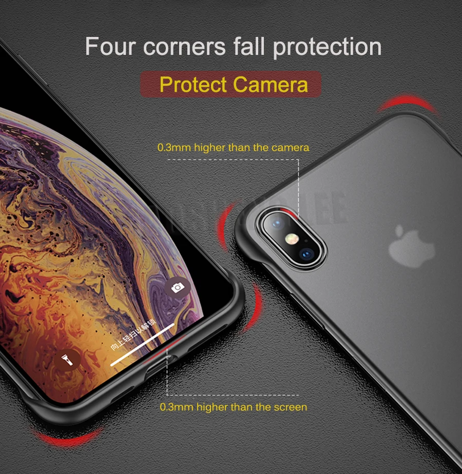 Прозрачный матовый чехол для iPhone X XS Max XR ультра-тонкий анти-падение без границы чехол для iPhone XR XS Max задняя крышка