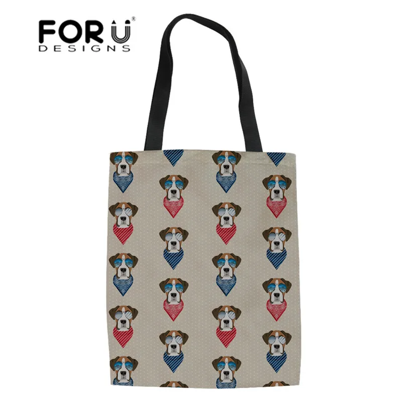 FORUDESIGNS/женские сумки на плечо повседневные большие льняные боксеры с рисунком
