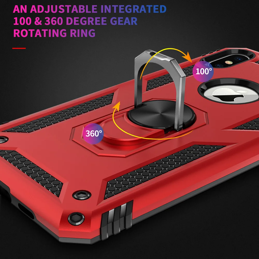 For Apple iPhone Xs Max Dual Layer Military Armor Case Magnetic Ring Stand Slim Shockproof Hard Cover for | Мобильные телефоны и
