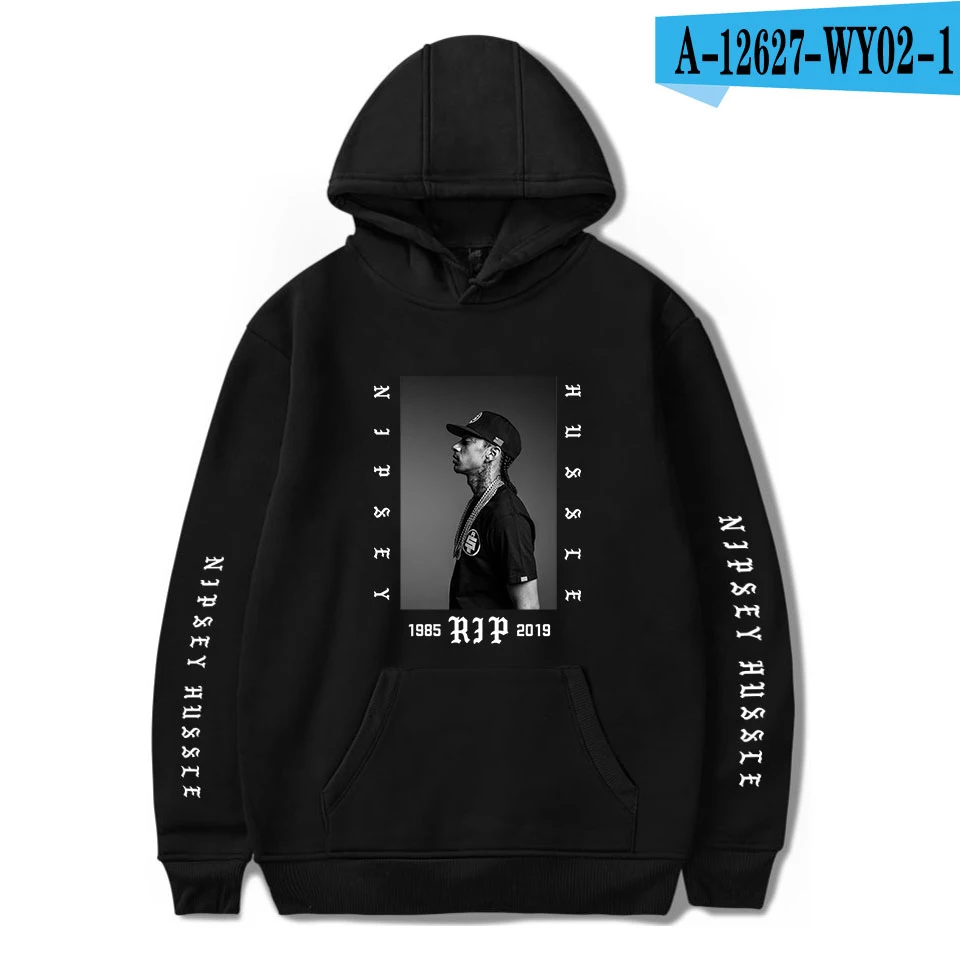 Лидер продаж nipsey hussle толстовки Для мужчин, высокого качества в стиле Harajuku свитер с капюшоном модный принт удобные топы - Цвет: black