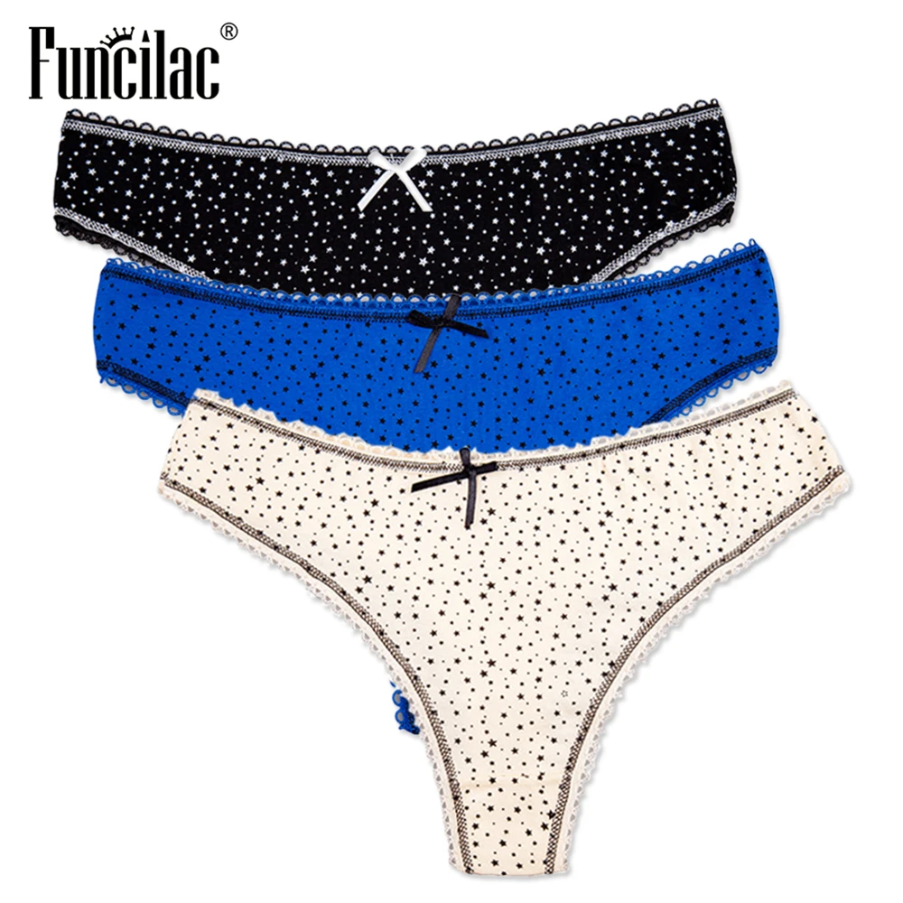 FUNCILAC Нижнее белье женские маленькие звезды g стринги в горошек хлопок