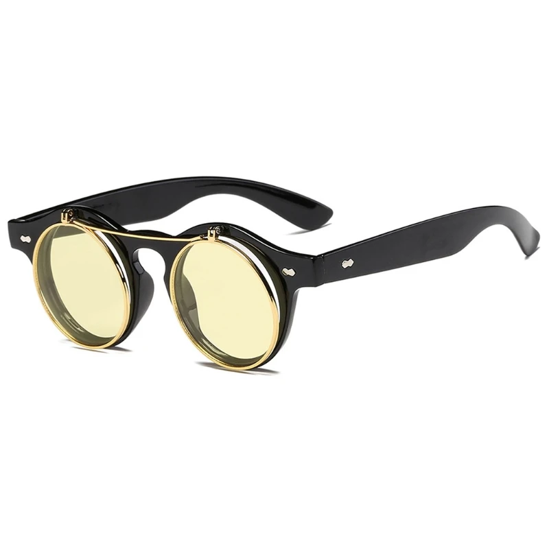 Steampunk Round Sunglasses Cover Clear Lens Sun Glasses Women Men Vintage Metal2018 New | Аксессуары для одежды