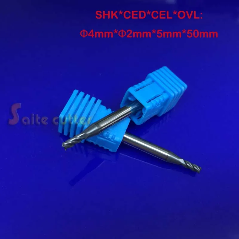 4 флейты 4F 4*2*5*50 HRC55 Спиральные Бит фрезерные инструменты Карбид CNC плоские