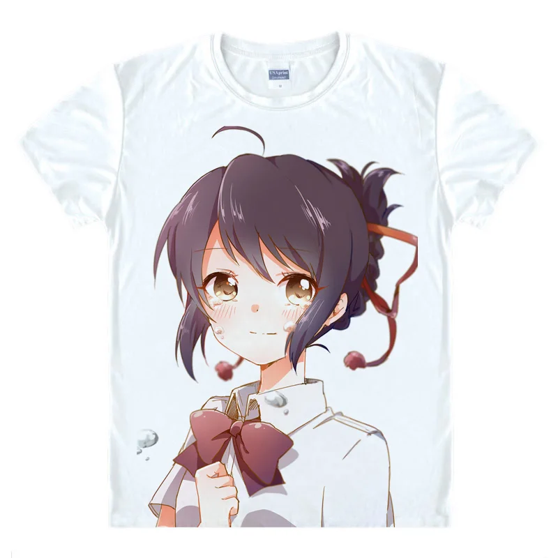 Аниме рубашка Coolprint с вашим именем футболки Kimi No Na Wa коротким рукавом Tachibana Taki Miyamizu