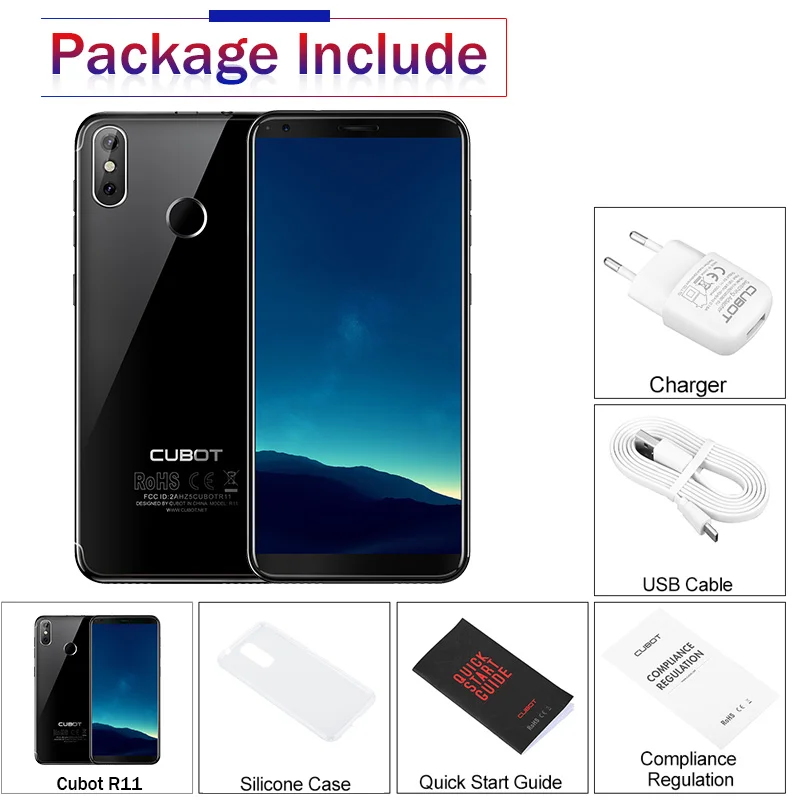 Cubot R11 Android 8 1 18:9 2 GB 16 MT6580 4 ядра отпечатков пальцев Смартфон 5 '񟤐x720 HD + Экран