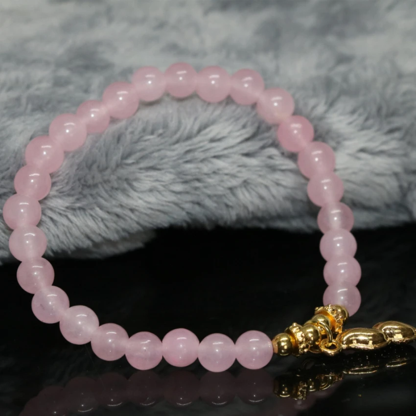 Фабричная цена уникального высококачественного природного розового нефрита-халцедона женский браслет с бусинами 6 мм круглой формы ювелирных изделий 7,5 дюймов B1938.