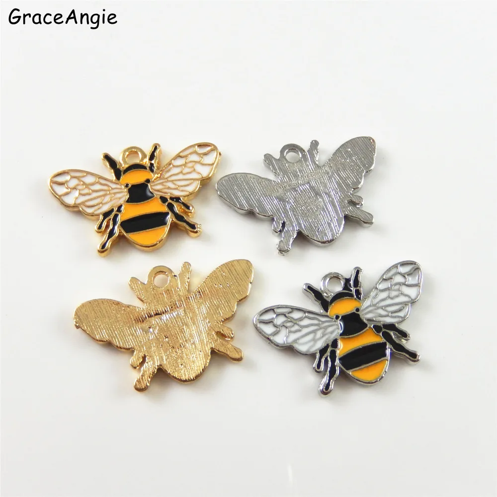 Graceangie 8 шт. цинковый сплав пчела Форма Талисманы Цепочки и ожерелья подвеска Творческий цвета: золотистый, Серебристый браслет ручной работы DIY Jewelry Интимные аксессуары