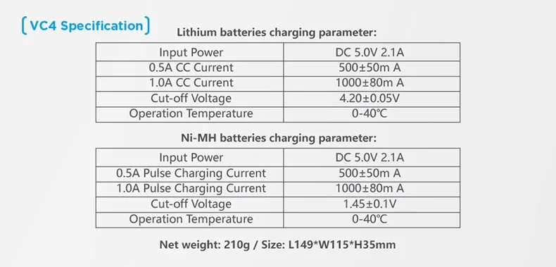 XTAR VC4 Батарея Зарядное устройство USB VC4 VC4S VC2 VC2S VC2 S VC4 S 10440/16340/14500/14650/18350/18500/20700/21700/18650 Зарядное устройство XTAR