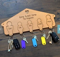 personalised wooden keyrings family keyring hanger hooks for keys housewarming new home christmas party present gift favors