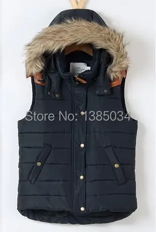 Dark Blue Hooded GILET BODYWARMER Ladies JACKET PADDED Coat Vest Waistcoat | Женская одежда