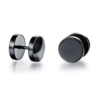 simple stainless steel dumbbell man stud earrings punk style fashion 316l steel mens jewelry gift 3 colors