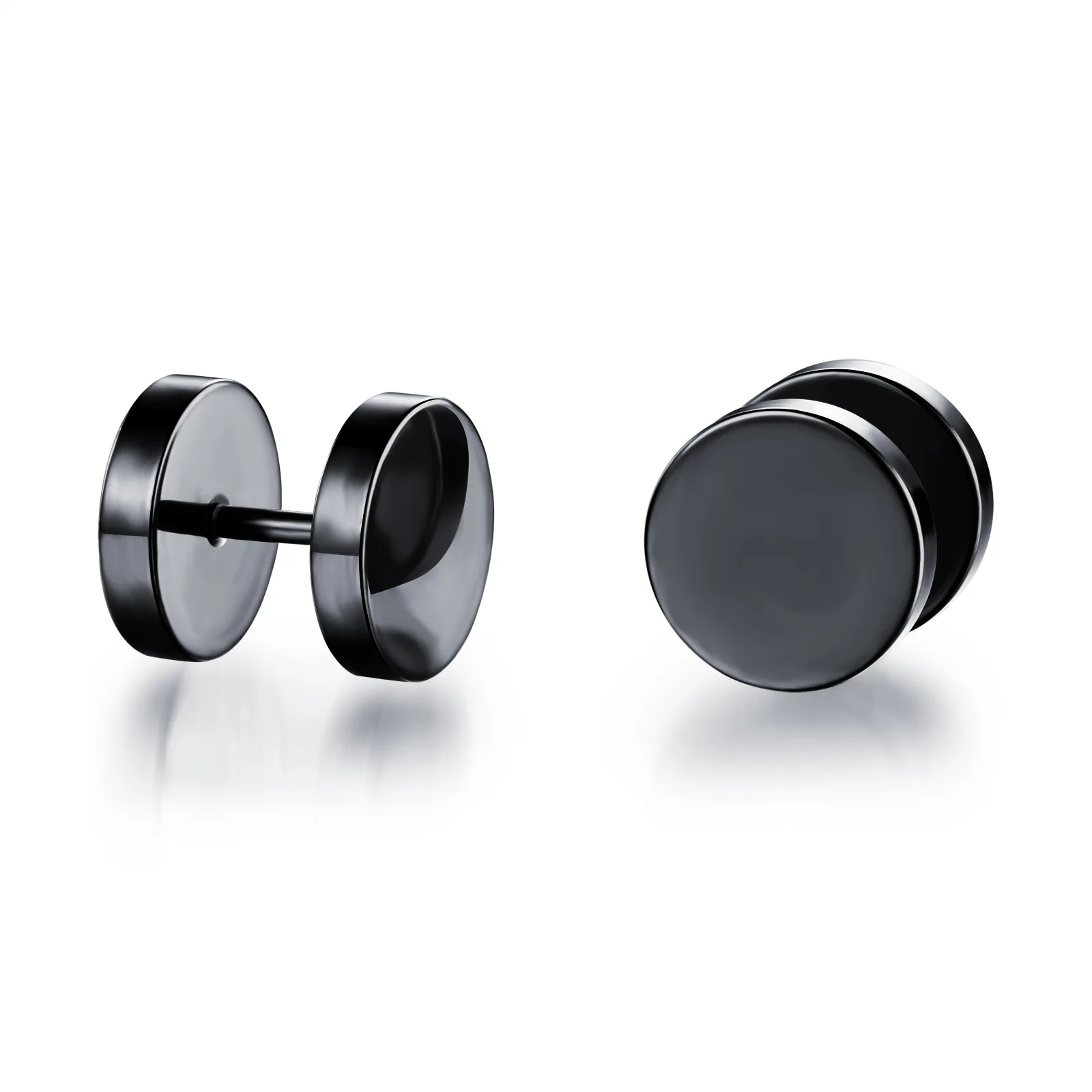 Simple Stainless Steel Dumbbell Man Stud Earrings Punk Style Fashion 316L Men's Jewelry Gift 3 Colors | Украшения и