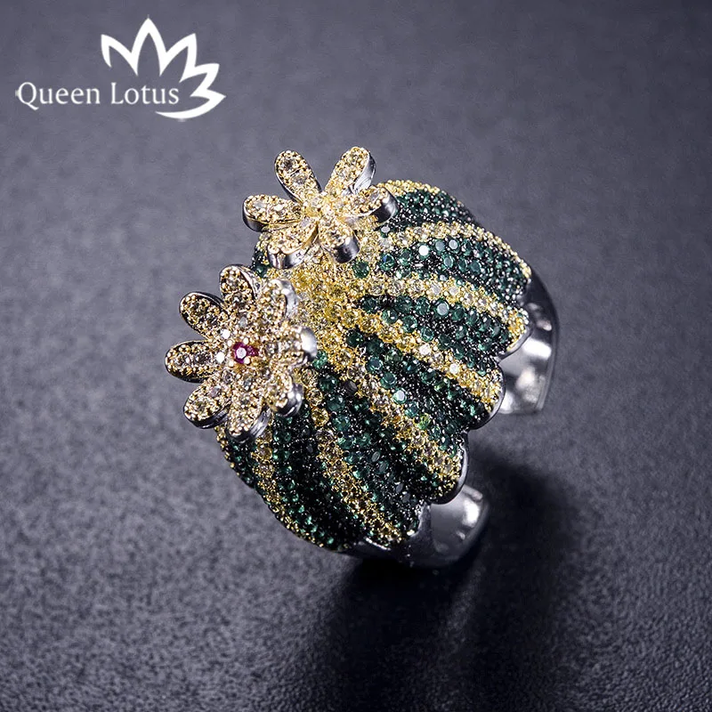Женское кольцо с фианитом Queen Lotus роскошное ювелирное изделие высокого качества