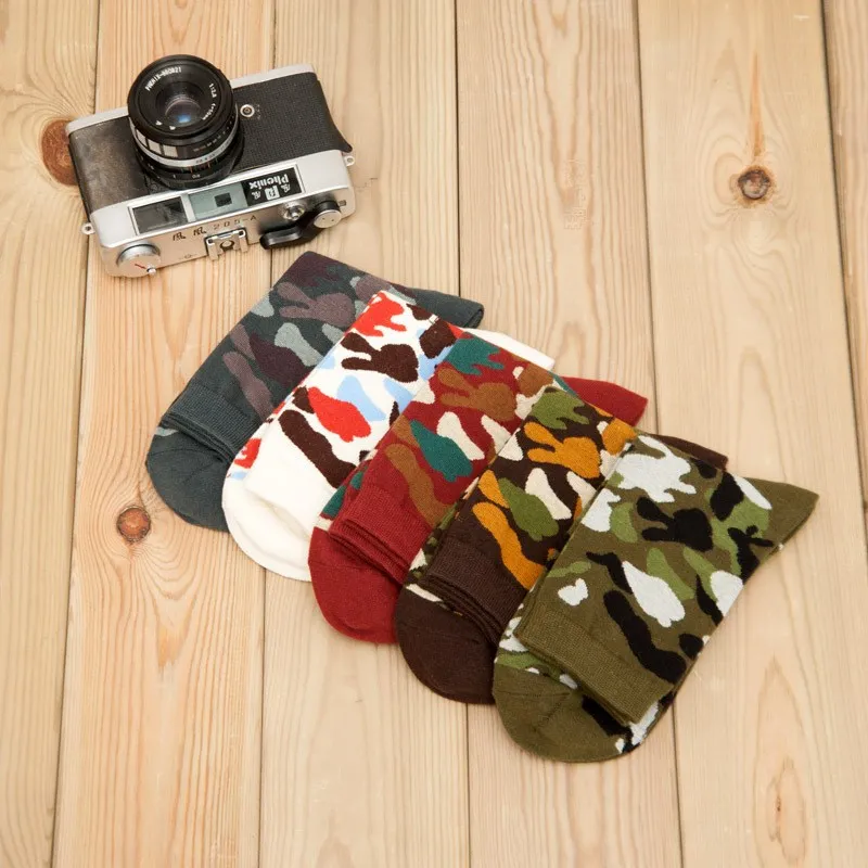 mixed color Новые мужские носки 5 пар/лот весна/осень армейские солдатские стильные хлопковые мужские носки повседневные носки камуфляжные носки для мужчин - Цвет: mixed color