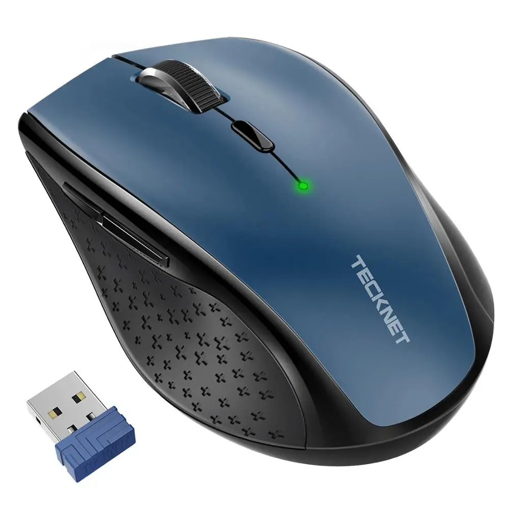 TeckNet USB оптическая беспроводная мышь 2,4G приемник 4800 dpi регулируемая USB 2,0 Компьютерная мышь эргономичная мышь для ноутбука ПК мышь - Цвет: Синий
