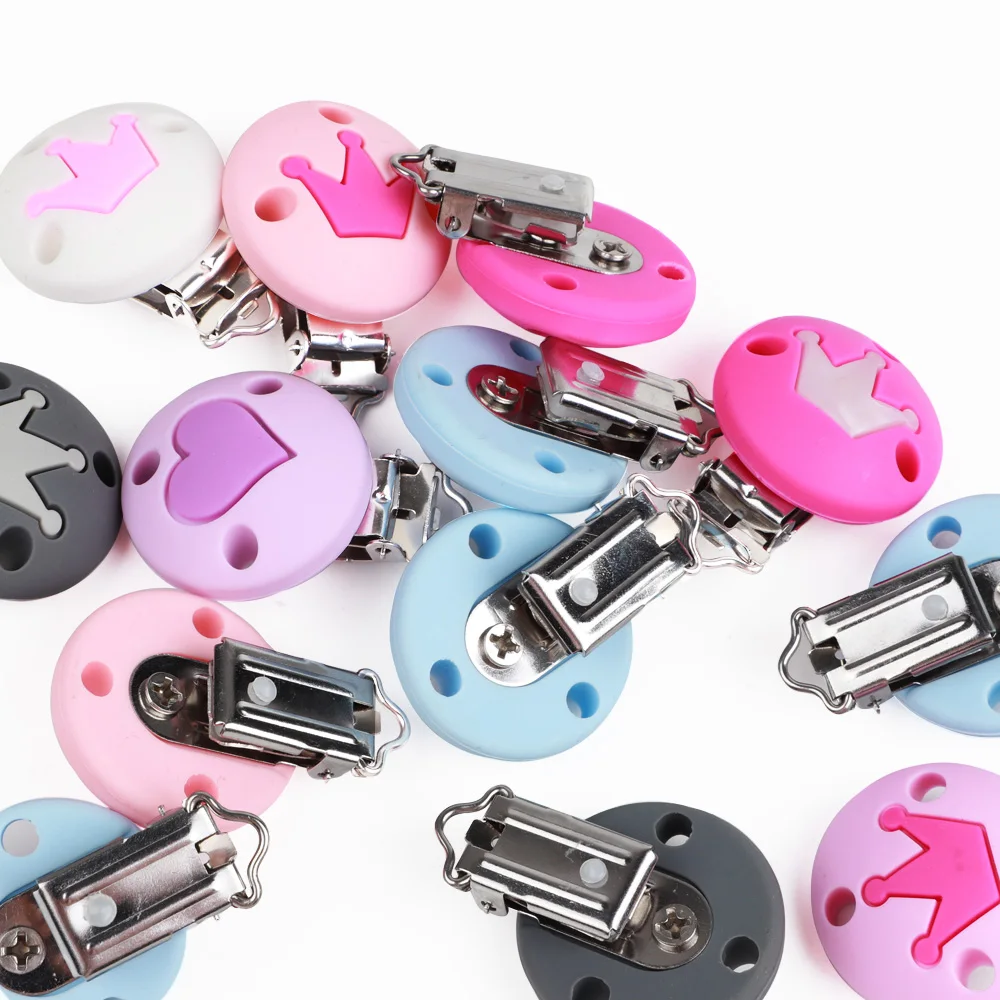 1шт Клипсы для соски из силикона в форме сердца для самостоятельного изготовления зубных игрушек аксессуаров для детского зубогрызки металлического держателя на.