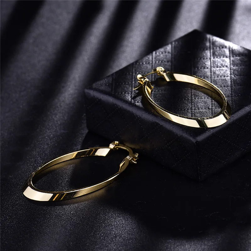 Женские серьги кольца BUDONG модные золотистого цвета с цирконием на застежке