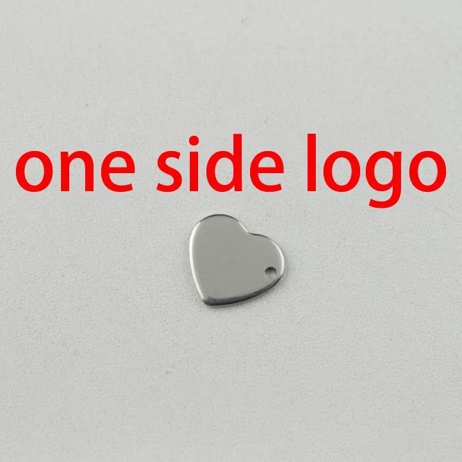 one side logo С Лазерная Гравировка Логотип в форме сердца гладкие, из нержавеющей стали бирки tab ожерелье бирки этикетки 50-200 шт/Партия Ювелирные изделия часть ZSP118 - Цвет: one side logo