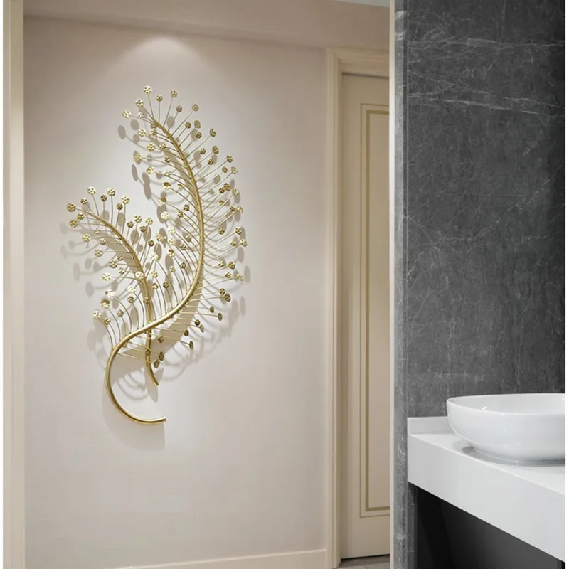

Creative Wrought Iron Wall Hanging Branches And Leaves Mural 3D Livingroom Wall Decoration Crafts Home Decoration R1358