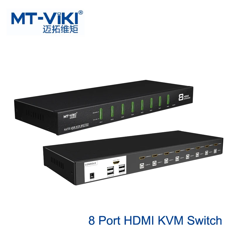 MT-Viki 8 Port HDMI KVM Switch 4Kx2K Auto Hotkey Select EDID with Original Cable Set MT-0801HK