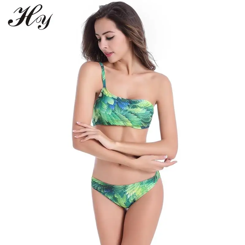 Зеленый лист бикини гофрированный купальник пуш ап цветочный ретро Купальник